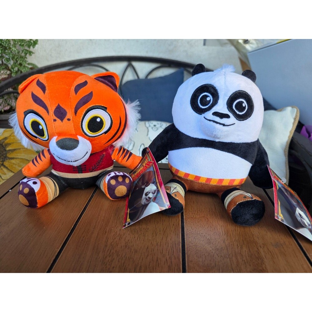 Kung Fu Panda Plush Lot Po and Tigress 6 Inch The Toy Factory Stuffed Toys NWT
